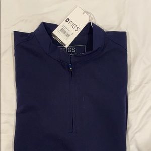 Figs Nata zip henley top xs navy